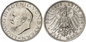 BAYERN. Ludwig III., 1913-1918. J. 52, EPA 3/6 
3 Mark 1914. f. St
