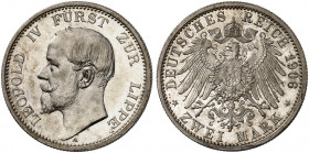 LIPPE. Leopold IV., 1904-1918. J. 78, EPA 2/24 
2 Mark 1906. winz. Kr., PP