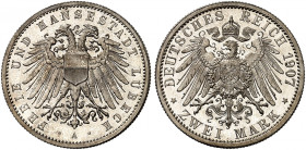 LÜBECK. Leopold IV., 1904-1918. J. 81, EPA 2/26 
2 Mark 1907. PP