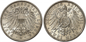 LÜBECK. Leopold IV., 1904-1918. J. 81, EPA 2/26 
3 Mark 1911. vz - St