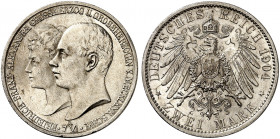 MECKLENBURG - SCHWERIN. Friedrich Franz II., 1842-1883. J. 86, EPA 2/29 
2 Mark 1904, zur Hochzeit mit Alexandra. vz - St