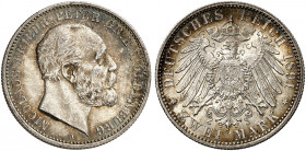 OLDENBURG. Nicolaus Friedrich Peter, 1853-1900. J. 93, EPA 2/ 32 
2 Mark 1891. schöne Patina, vz - St / St