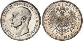 OLDENBURG. Friedrich August, 1900-1918. J. 94, EPA 2/33 
2 Mark 1901. PCGS PR 63 CAM, winz. Kr., PP