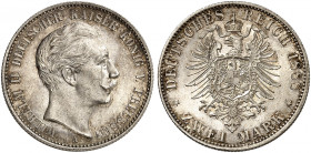 PREUSSEN. Wilhelm II., 1888-1918. J. 100, EPA 2/38 
2 Mark 1888. schöne Patina, winz. Kr., St