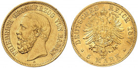 BADEN. Friedrich I., 1852-1907. J. 185, EPA 5/77 
5 Mark 1877. vz