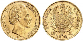 BAYERN. Ludwig II., 1864-1886. J. 193, EPA 10/7 
10 Mark 1872. ss - vz