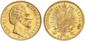 BAYERN. Ludwig II., 1864-1886. J. 193, EPA 10/7 
10 Mark 1873. kl. Kr., vz