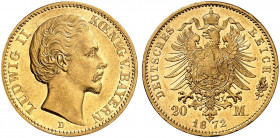 BAYERN. Ludwig II., 1864-1886. J. 194, EPA 20/8 
Ein drittes Exemplar. kl. Kr., vz