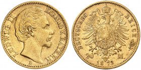 BAYERN. Ludwig II., 1864-1886. J. 194, EPA 20/8 
20 Mark 1873. ss / f. ss