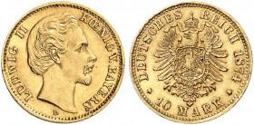 BAYERN. Ludwig II., 1864-1886. J. 196, EPA 10/8 
10 Mark 1874. kl. Rdf., vz
