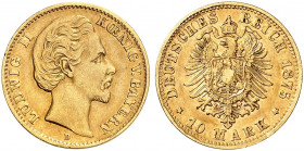 BAYERN. Ludwig II., 1864-1886. J. 196, EPA 10/8 
10 Mark 1875. ss