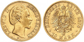 BAYERN. Ludwig II., 1864-1886. J. 196, EPA 10/8 
10 Mark 1878. ss