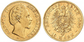 BAYERN. Ludwig II., 1864-1886. J. 196, EPA 10/8 
10 Mark 1880. ss