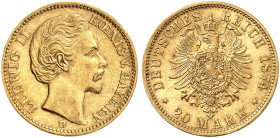 BAYERN. Ludwig II., 1864-1886. J. 197, EPA 20/9 
Ein zweites Exemplar. vz