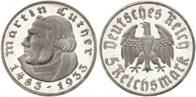 J. 353, EPA 5/71 
5 RM 1933 F, Luther. PCGS PR 63 D CAM, winz. Kr., PP
