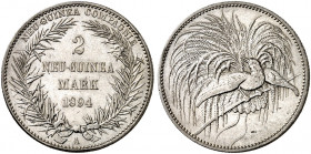 DEUTSCH - NEU - GUINEA. J. N 706, EPA DNG 6 
2 Mark 1894 A. f. vz / ss