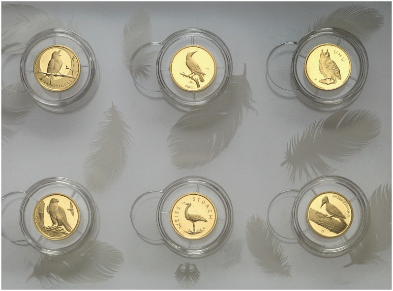 GEDENKMÜNZEN. J. 608 ff. 
Lot von 6 Stück: 20 Euro 2016 - 2021, Heimische Vögel...