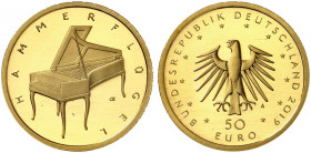 GEDENKMÜNZEN. J. 641 
50 Euro 2019 A, Hammerflügel. Gold in Originalverpackung mit Zertifikat, St