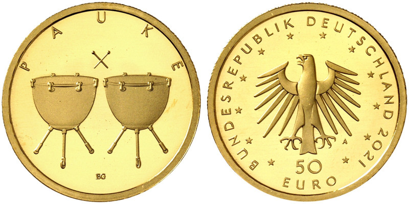GEDENKMÜNZEN. J. 652 
50 Euro 2020 G, Orchestrion. Gold in Originalverpackung m...