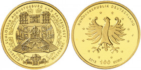 GEDENKMÜNZEN. J. 632 
100 Euro 2018 J, Schlösser in Brühl. Gold in Originalverpackung mit Zertifikat, St