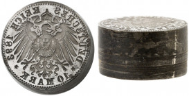Matrizen aus Eisen für Reichsgoldmünzen. 
Prägestempel der Wertseite für 10 Mark 1893. vz