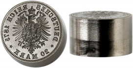 Matrizen aus Eisen für Reichsgoldmünzen. 
Prägestempel der Wertseite für 20 Mark 1875. vz
