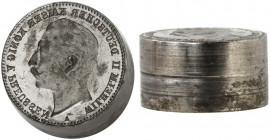 Matrizen aus Eisen für Reichsgoldmünzen. zu J. 249, 251 
Prägestempel der Kopfseite für 10 Mark Preussen, Wilhelm II. vz