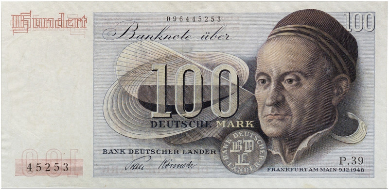 DEUTSCHLAND. BUNDESREPUBLIK DEUTSCHLAND. 
100 Deutsche Mark 9. 12. 1948. Ros. 2...