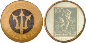 AUSLAND. BELGIEN. Antwerpen. Scaldis 
Lot von 2 Stück: Zelluloid, 40 Pfennig Ziffer, 100 Pfennig Arbeiter, MUG grün. Menzel 29346.6, 9, Slg. Noir - v...
