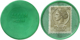 AUSLAND. ITALIEN. Modena. Ascom 
Lot von 2 Stück: Plastik, 50, 200 Lire, MUG grün. vz