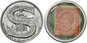 AUSLAND. ITALIEN. ohne Ortsangabe. Singer 
Aluminium, 10 Centesimi, MUG grün. vz