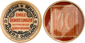 AUSLAND. LUXEMBURG. Emile Dondelinger. 
Zelluloid, 40 Pfennig Ziffer, MUG rot. Menzel 15850.6, Slg. Noir - vz