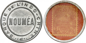 AUSLAND. NEUKALEDONIEN. Nouméa. Bank von Indochina 
Lot von 2 Stück: Aluminium, 25, 50 Centimes, MUG rot. Slg. Noir - vz