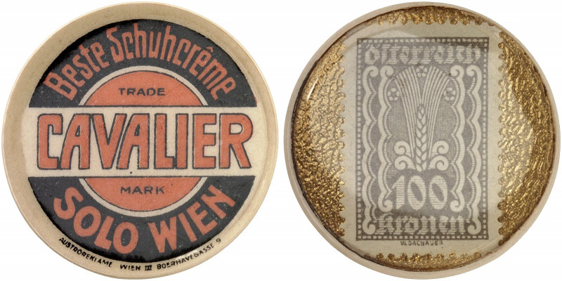 AUSLAND. ÖSTERREICH. Wien. Cavalier Solo 
Zelluloid, 100 Kronen, MUG gold. Menz...