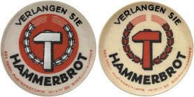 AUSLAND. ÖSTERREICH. Wien. Hammerbrot 
Lot von 3 Stück: Zelluloid, 100 (2x), 500 Kronen, MUG gold, dunkel metallic. Menzel 27044.1, 3 vz