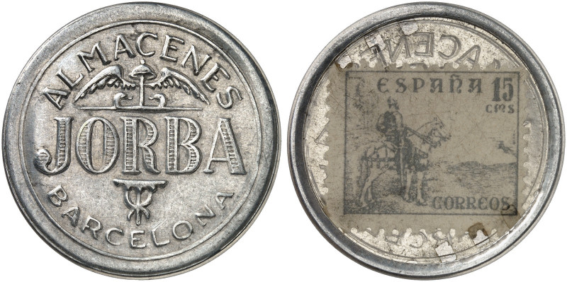AUSLAND. SPANIEN. Barcelona. Jorba 
Aluminium, 15 Centimos, ohne MUG. Slg. Noir...