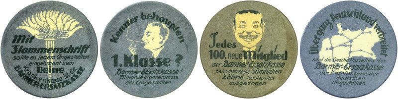 DEUTSCHLAND. Barmen. Barmer Ersatzkasse 
Lot von 5 Stück: Zelluloid, verschiede...