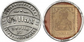 DEUTSCHLAND. Berlin. Cyliax 
Aluminium, 5 Pfennig Germania, MUG braun. Menzel 2375.1, Slg. Noir - min. korrodiert, f. vz