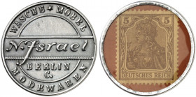 DEUTSCHLAND. Berlin. N. Israel 
Lot von 3 Stück: Aluminium, 5 Pfennig Germania (2x, braun u. grün), MUG rot u. rotbraun, 10 Pfennig Germania, MUG bra...