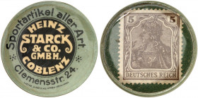 DEUTSCHLAND. Coblenz. Heinz Starck & Co. GmbH 
Zelluloid, 5 Pfennig Germania, MUG grün. Menzel 4525.1, Slg. Noir - , van Eck 1554.1 R ! vz