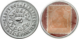 DEUTSCHLAND. Düsseldorf. Arbeitskraft 
Aluminium, 10 Pfennig Germania, MUG rotbraun. Menzel 5906.1, Slg. Noir 66 vz