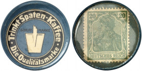 DEUTSCHLAND. Düsseldorf. Spaten Kaffee 
Zelluloid, 20 Pfennig Germania, MUG grün. M. 5933.3, Slg. Noir 74 R ! vz