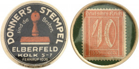 DEUTSCHLAND. Elberfeld. Donner's Stempel 
Zelluloid, 10 Pfennig Ziffer, MUG grün. Menzel 6357.3, Slg. Noir - vz