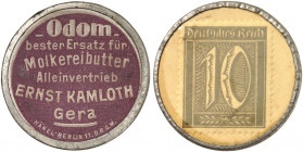 DEUTSCHLAND. Gera. Ernst Kamloth 
Zelluloid, 10 Pfennig Ziffer, MUG gelb. Menzel 8891.1, Slg. Noir 133 R ! vz