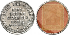 DEUTSCHLAND. Hamburg. Gebrüder Seitz 
Aluminium 10 Pfennig Germania, MUG rot. Menzel 10643.1, Slg. Noir 162 vz