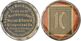 DEUTSCHLAND. Klingenthal. Meinel & Herold 
Lot von 3 Stück: Metallrand, 5 (2 Var.), 10 Pfennig Ziffer, MUG grün, rot. Menzel 13275.2, 3, Slg. Noir 19...