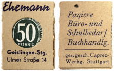DEUTSCHLAND. Geislingen. Ehemann 
50 Pfennig in Caprez-Hülle. Schöne zu 6341, Slg. Noir 447 (10 Pfg) kassenfrisch