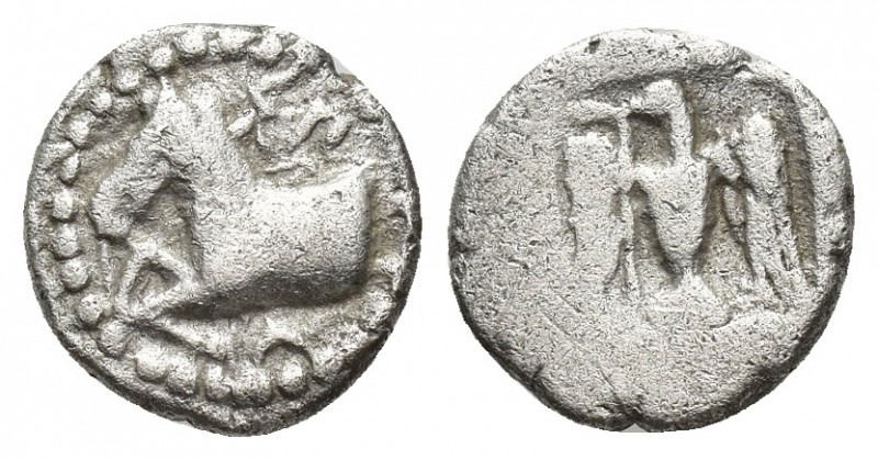 KINGS of THRACE, Odrysian. Sparadokos. (Circa 450-440 BC). AR Diobol.
Obv: Fore...