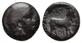 THRACE. Ainos. (Circa 431-429 BC). AR Tetrobol.
Obv: Head of Hermes right, wearing petasos.
Rev: AIN.
Goat standing right; uncertain monogram.
May 118...