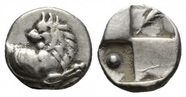 THRACE, Chersonesos. (Circa 386-338 BC). AR Hemidrachm.
Obv: Forepart of lion right, head left.
Rev: Quadripartite incuse square with alternating rais...